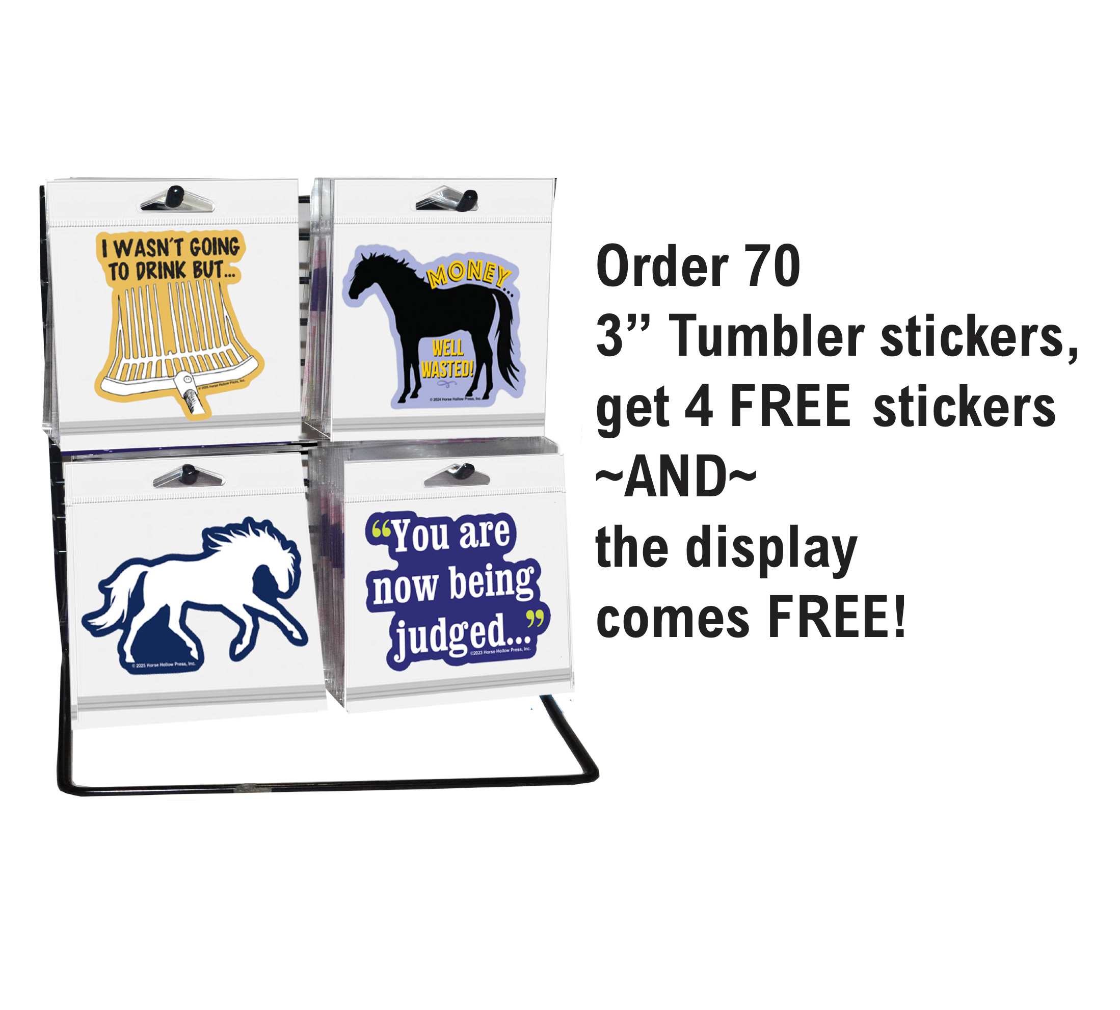 Horse Hollow Press / Pretty, Funny, Snarky Cards & Stickers - Wholesale Sticker - 3" Tumbler Horse Sticker / Drink ~ Pitchfork / WATERPROOF
3