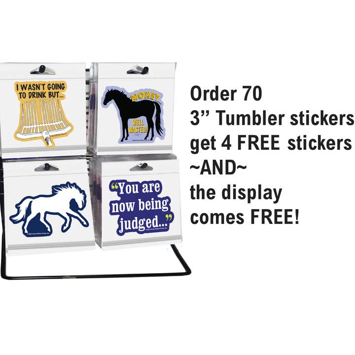 Horse Hollow Press / Pretty, Funny, Snarky Cards & Stickers - Wholesale Sticker - 3" Tumbler Horse Sticker / Drink ~ Pitchfork / WATERPROOF
3