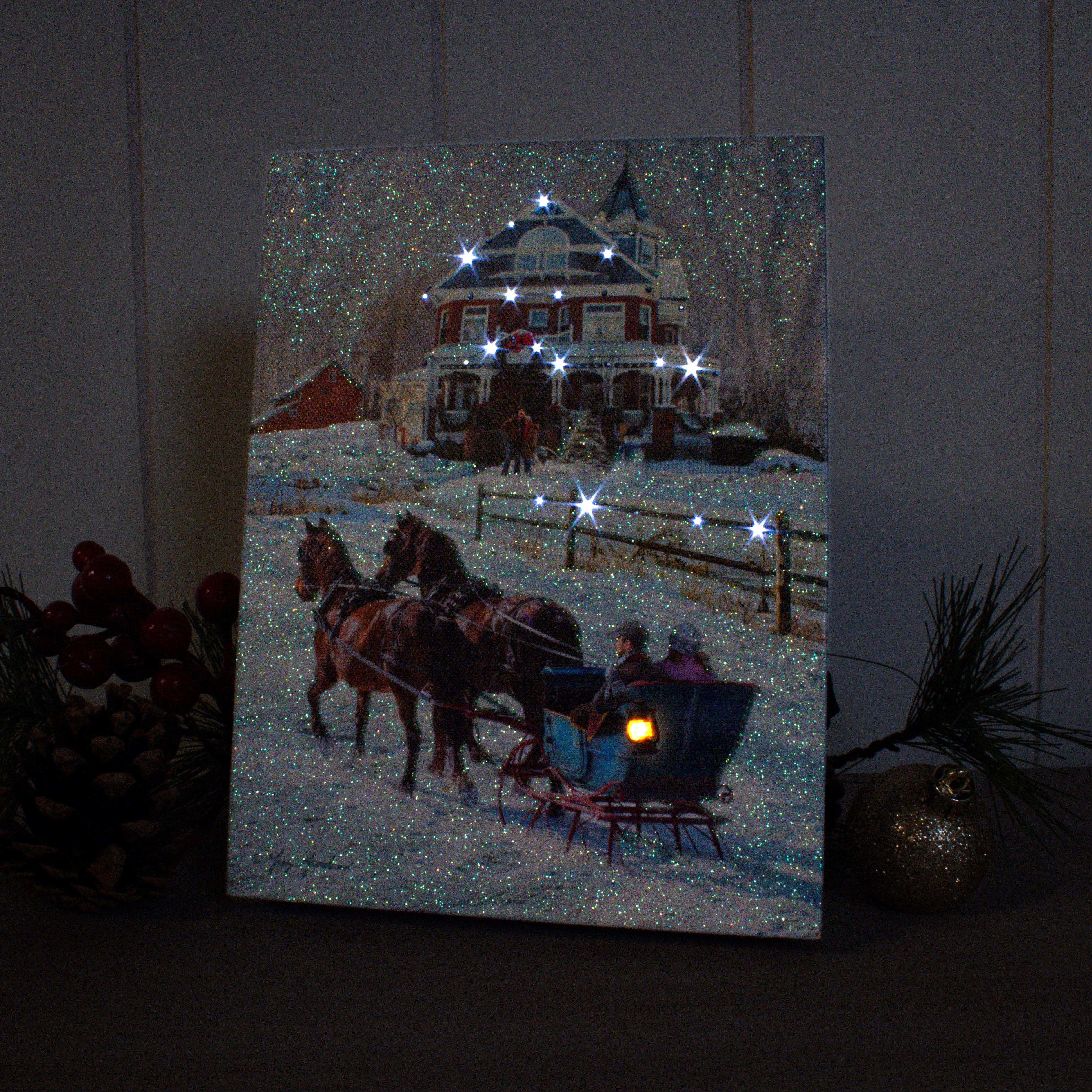 Glow Decor - Vente Décoration de Noël - Toile de table éclairée Sleigh Ride 8 x 61