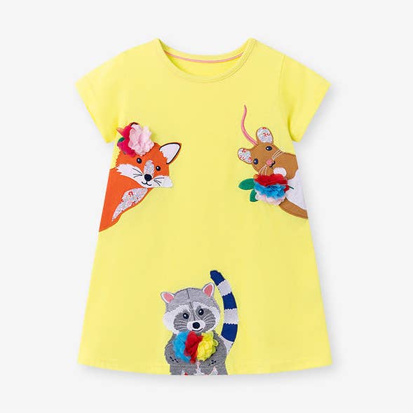 Summer Arrival Animals Cartoon Pattern Short Sleeves Dress for Stylish Girls for wholesale by MyKids-USA®