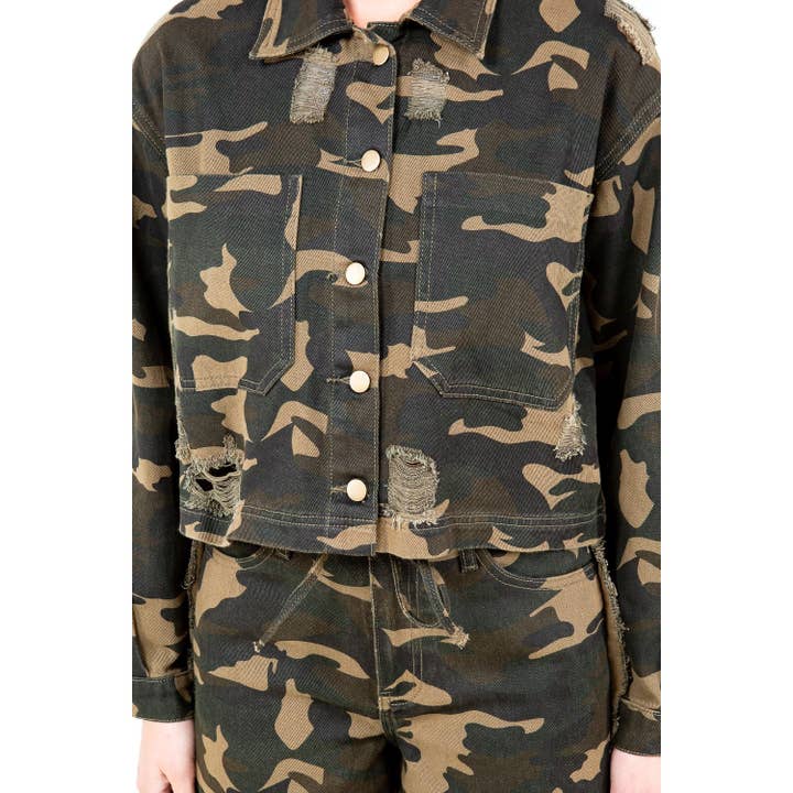 PLUS SIZE EDGY CROP CAMO JACKET for wholesale on Faire