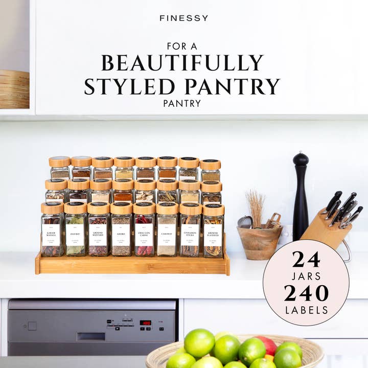 Finessy - Wholesale Jar - SPICE JARS WITH LABEL BAMBOO LID4
