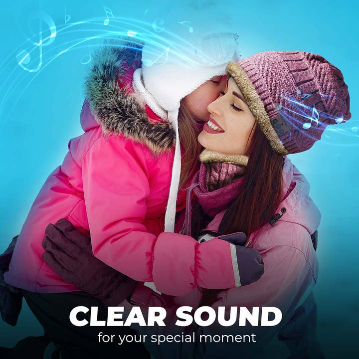 TDV Homes - Wholesale Beanie - Women's - Pink Warm Headphone Bluetooth Beanie Wireless Hat with Scarf3