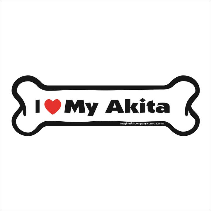 Jeg elsker min Akita - Bone Car Magnet for engroshandel hos Imagine This Company
