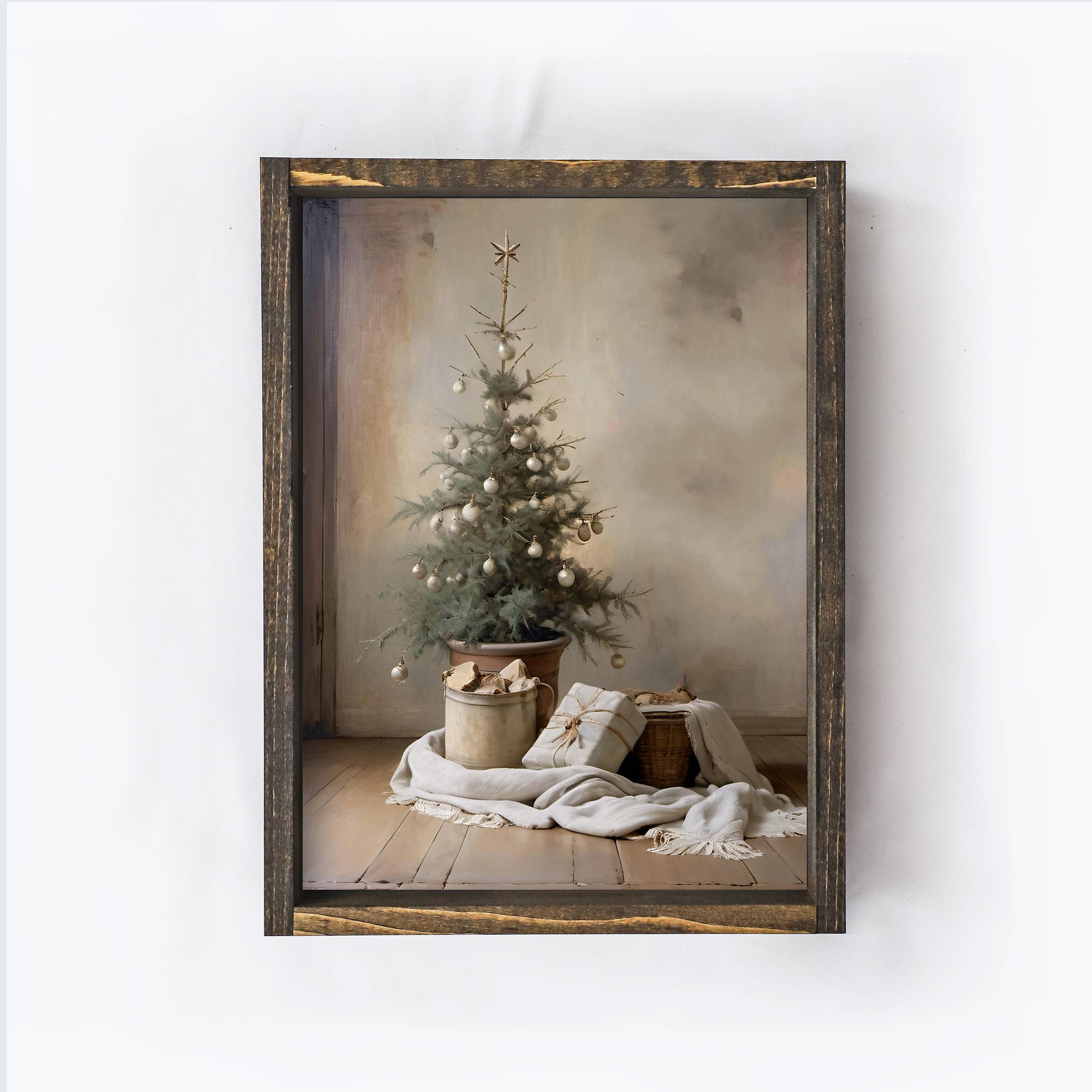 Hoekstra Decor - Wholesale Muurkunst Kerst - Vintage Kerstboom Schilderij | Kerst Wanddecoratie A2300