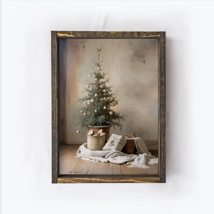 Hoekstra Decor - Wholesale Muurkunst Kerst - Vintage Kerstboom Schilderij | Kerst Wanddecoratie A230