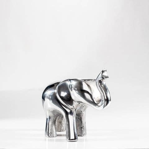 Polished Silver Elephant Trunk Up Large 12 cm for wholesale by Tilnar Art