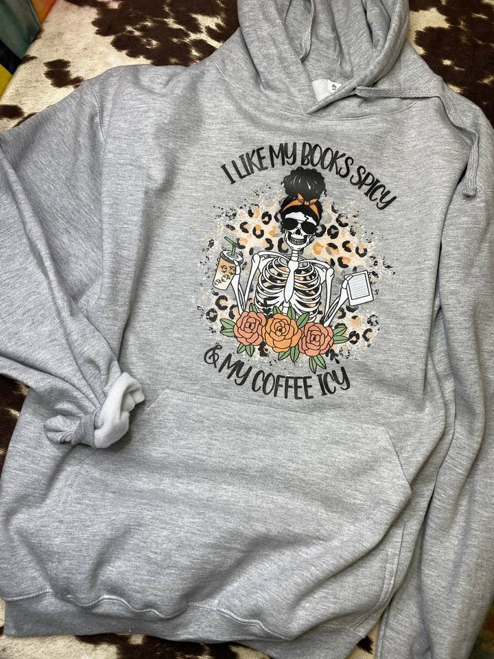 I like my books spicy + my coffee icy graphic HOODIE for wholesale by Wild Stella Wholesale