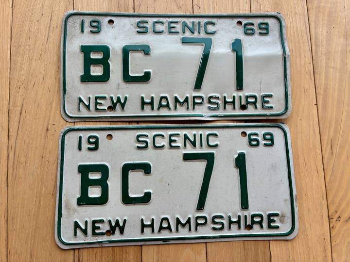 Par de Matrículas de New Hampshire de 1969 por atacado de RusticPlates