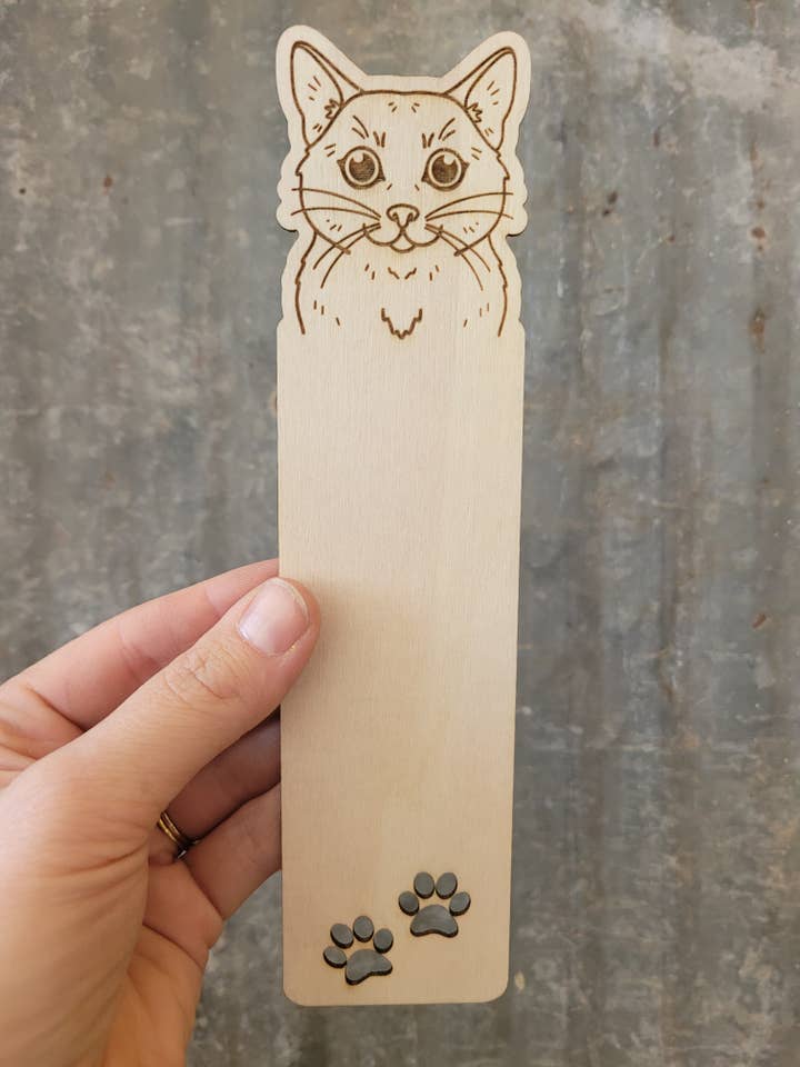 Customizable Wood Bookmark - Cat for wholesale by Black Sheep Design & Gift