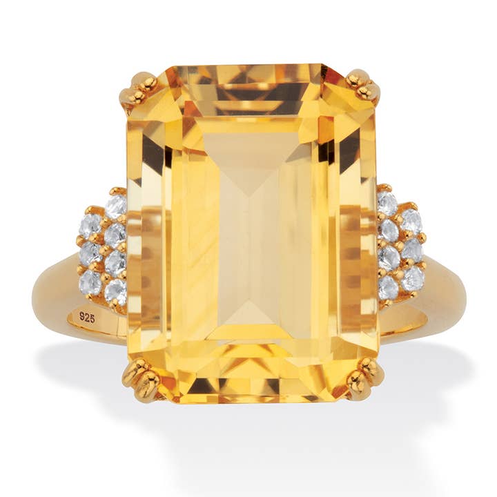 Citrine & White Topaz Cocktail Ring 18k Gold-Plated Silver for wholesale by PalmBeach Jewelry