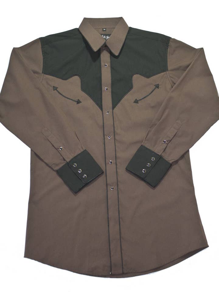 Mens Retro<br> w/Blk Yoke & Cuffs<br> 161-1337 for wholesale by White Horse Apparel