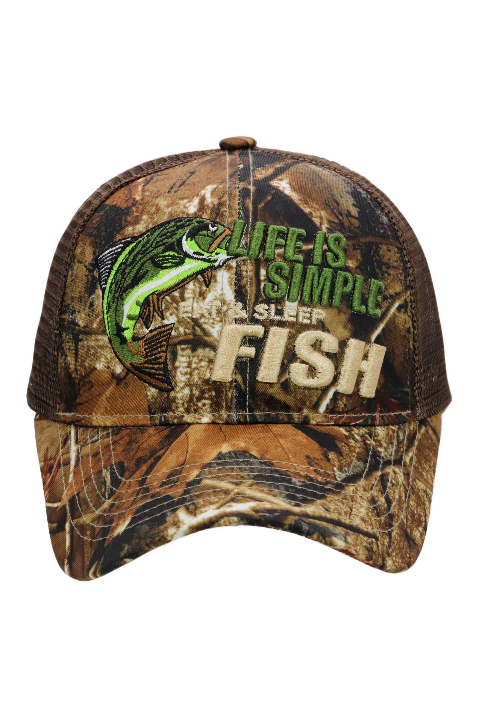 Cap Zone – Großhandel Trucker-Cap – Unisex – Das Leben ist einfach: Essen & Schlafen Fisch Mesh Trucker Hut4