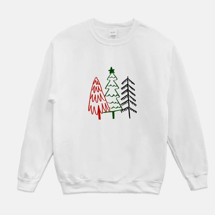 Moderne kerstboom met ronde hals | Kerstcadeau | Cadeau voor haar | Kerstsweatshirt voor wholesale door Fiddles & Fern