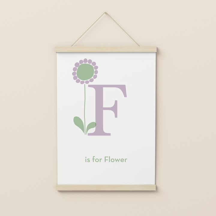 Letter F Illustrated Alphabet Print for wholesale by Know It All Prints