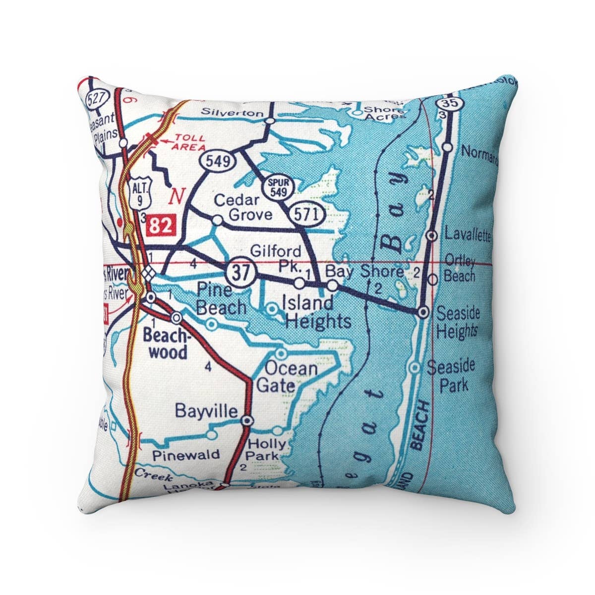Daisy Mae Designs - Wholesale Throw/Decorative Pillow - Island Heights New Jersey Map Pillow0