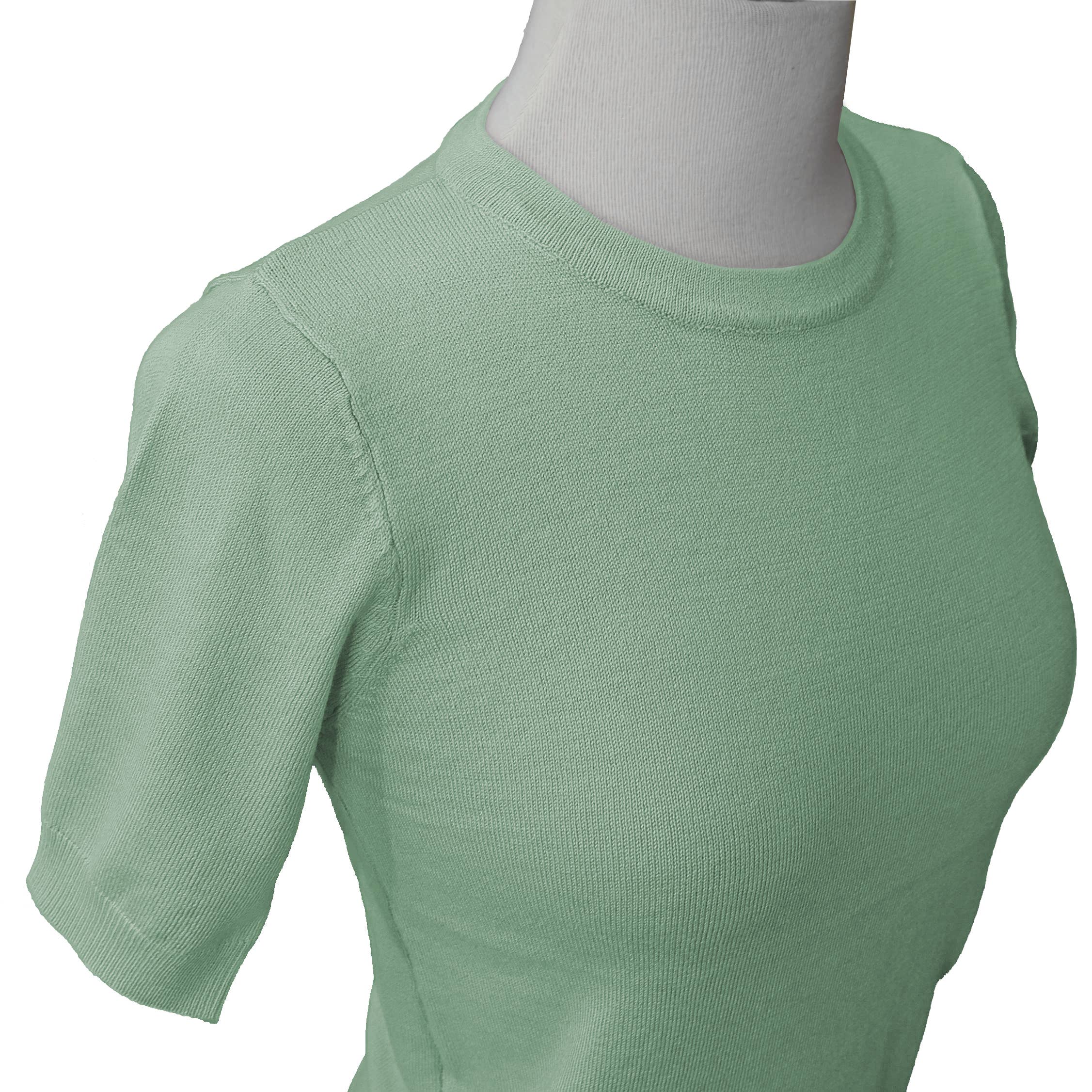 Mak – Engroshandel Strikket top - Dame – Halv-ærmet Crewneck Letvægts blød pullover Tee MK3664Y18