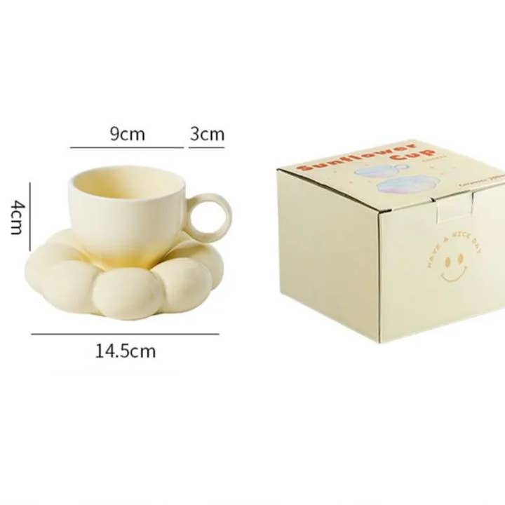 Homerely (We Cover All Import Duties) - Wholesale Coffee Mug - 200ml Ceramic Coffee Mug with Cloud Decorative Plate2