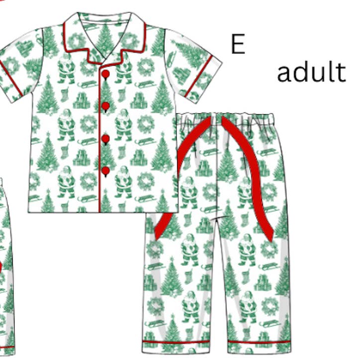 Beck & Gray - Wholesale Sleepwear Set - Women's - SANTA TOILE ADULT SET