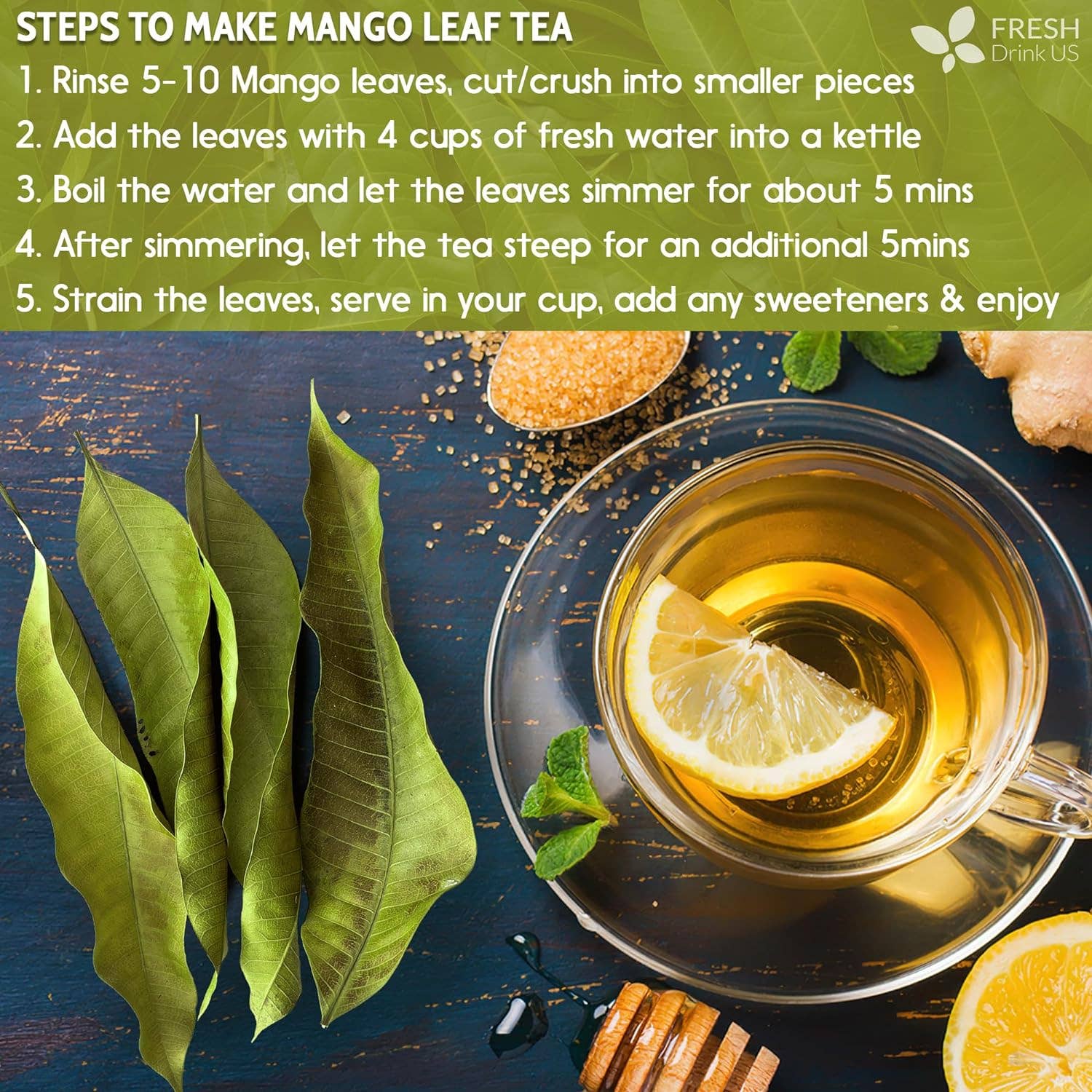Naomi's Happy Place Shop - Wholesale Health/Detox Tea - Mango Leaf, Whole Dried Leaves, Tea Bags, Powder, 100% Natural & Pure from Mango Leaves. Mango Dried Leaves. Loose Leaf Mango Herbal Tea. Mango Leaf Tea. No Sugar, No Caffeine, No Gluten, Vegan.8