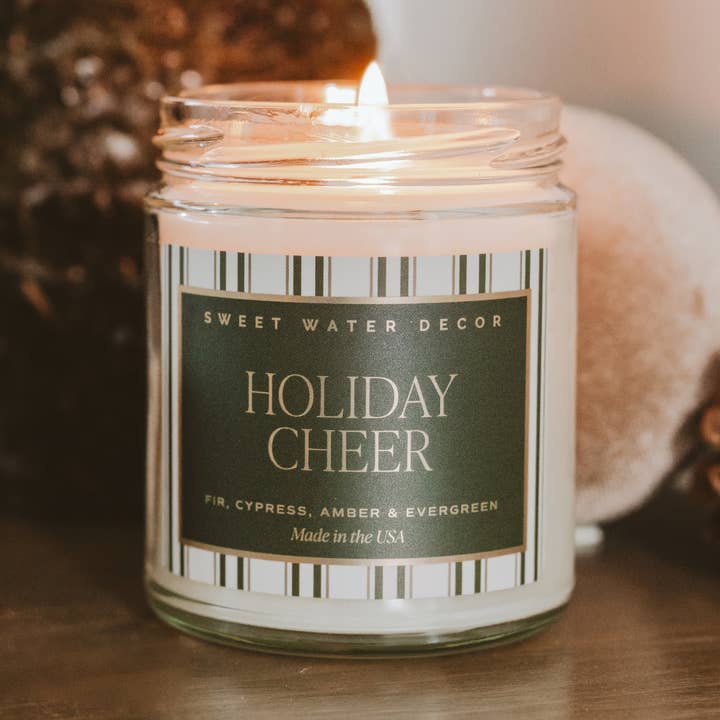 *NEW* Holiday Cheer 9 oz Soy Candle - Christmas Decor for wholesale by Sweet Water Decor