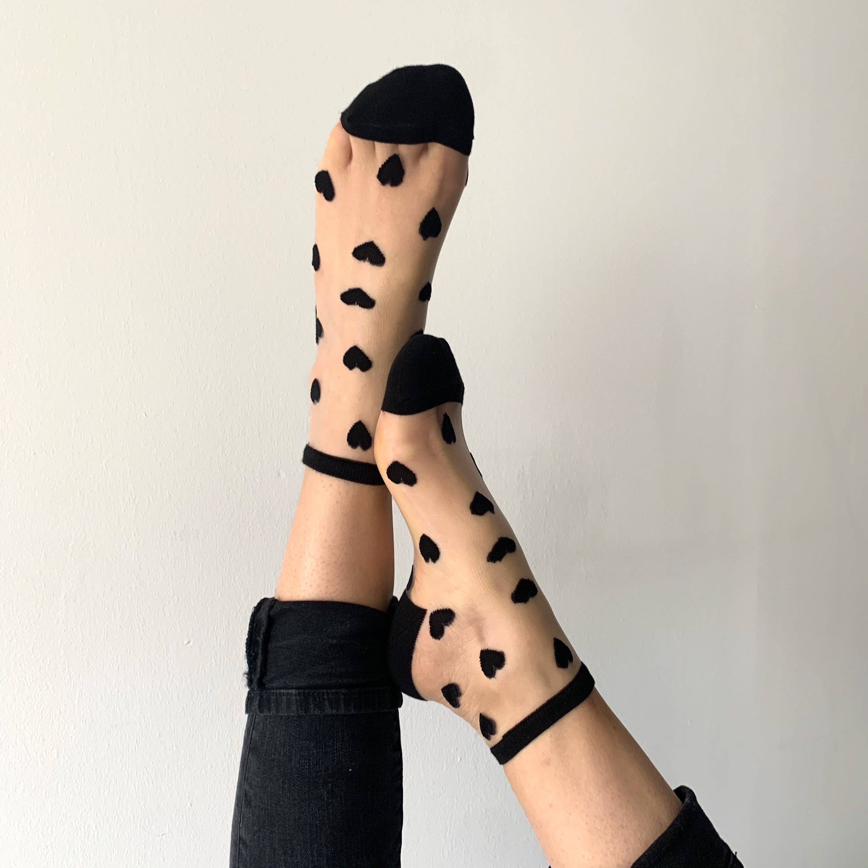 sockette - Wholesale Socks – Women's - Black heart socks - LAURE ankle socks