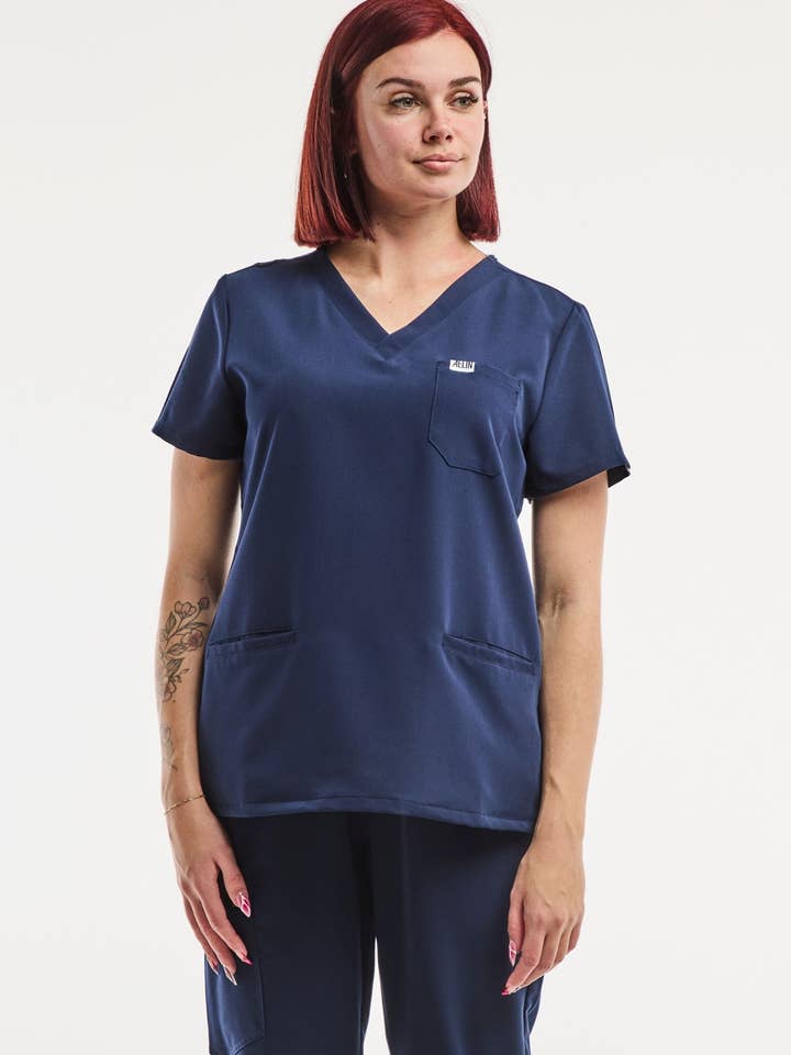 AELIN - Wholesale Healthcare Uniform - Women's - Paris - Tunique Médicale Stretch - Femme - Bleu Marine3
