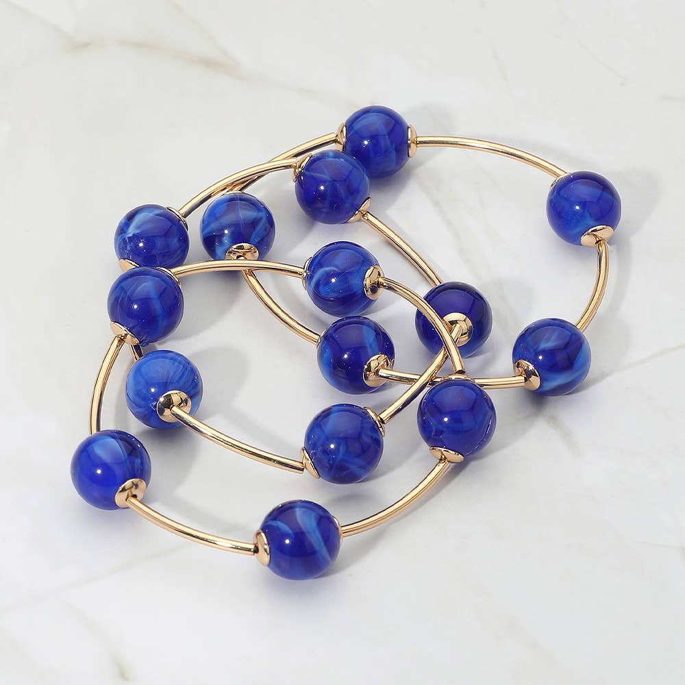 Sensibling Corp. - Wholesale Jewelry Set - 3PCS - Round Ball Wire Beaded Stretch Multi Layered Bracelets16