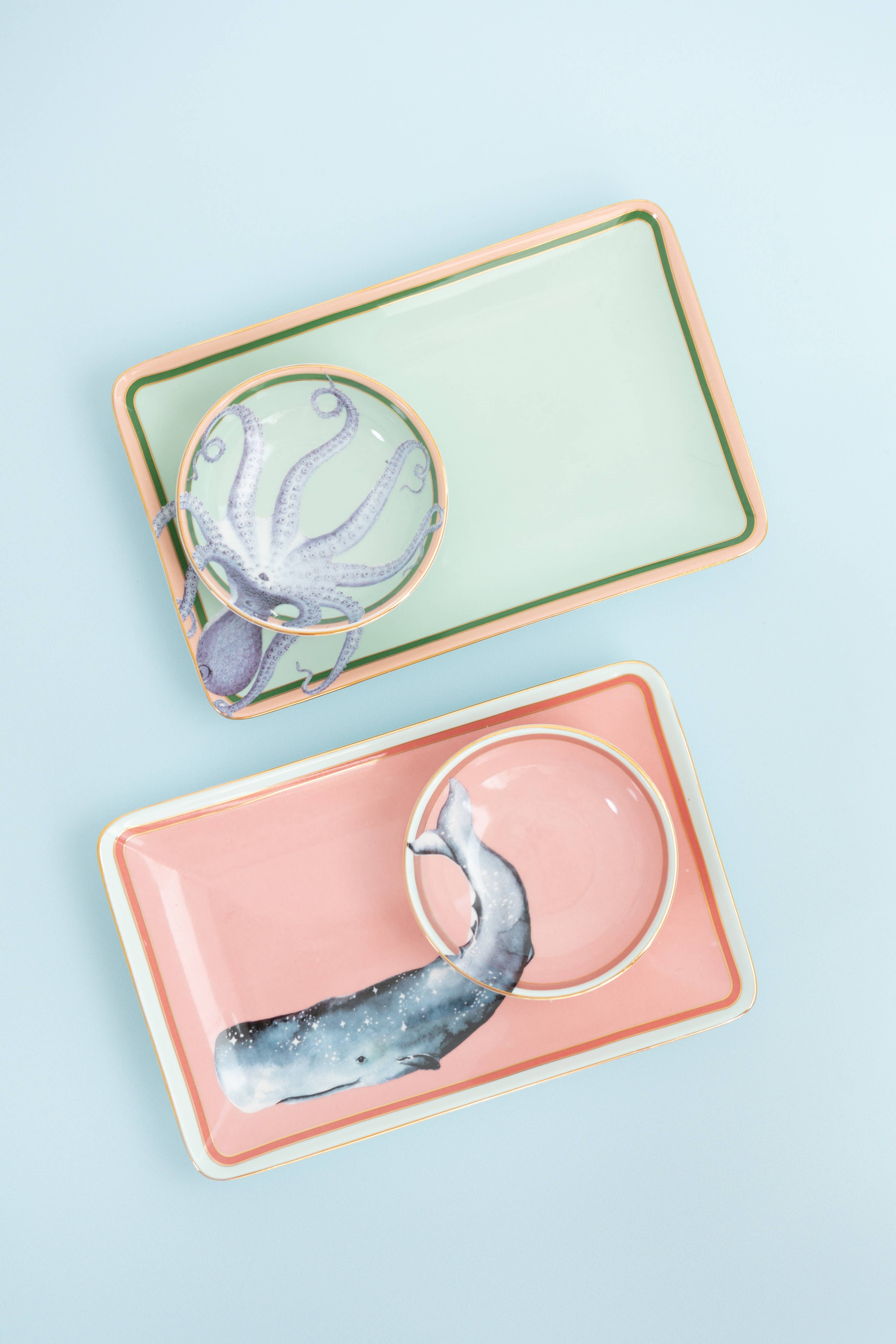 Yvonne Ellen - Wholesale Dinner Plate - Yvonne Ellen Sushi Plates with Dip Bowls (Set of 2)