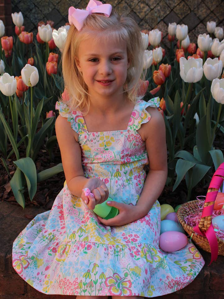 Minna - Wholesale Dress - Kids - Flutter Sleeve Sun Dress - Magical Sunny Meadow Florals13