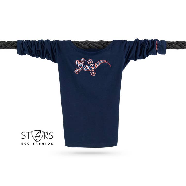 Glitter longsleeve organic cotton | Gecko Navy Tropicstar for wholesale by AMMERSEE BAVARIA