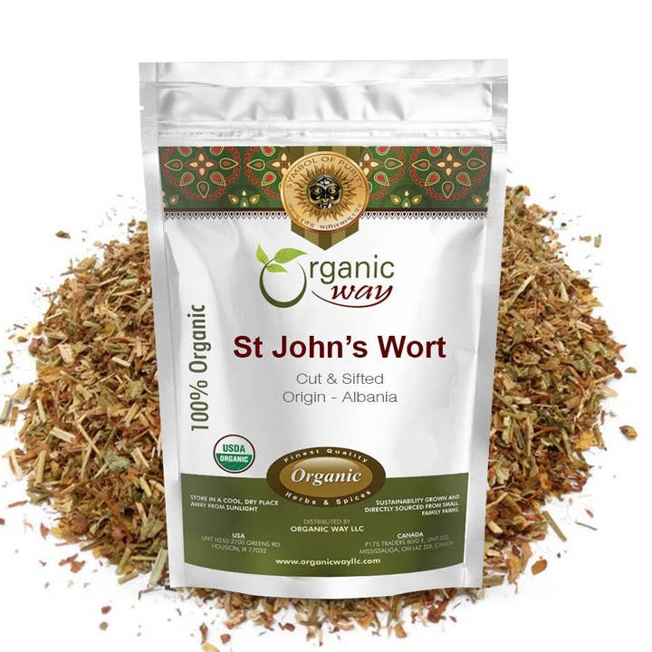 Sint-janskruid Gesneden & Gezeefd (Hypericum perforatum) - Kruidenthee | Europese Wilde Oogst | Puur, Koosjer & USDA Gecertificeerd | Veganistisch, Non-GMO & Glutenvrij | Herkomst - Albanië voor wholesale door Organic Way LLC