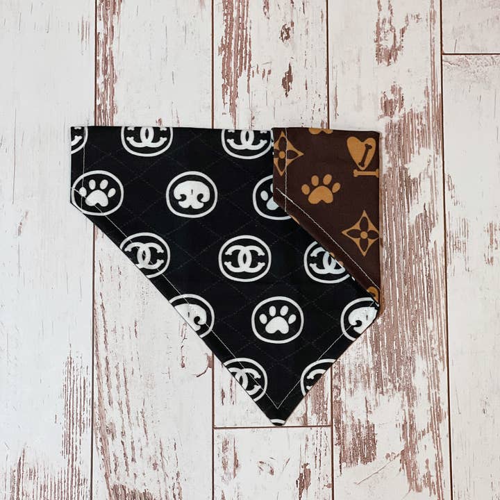 Aussie Paws Bandanas - Wholesale Pet Bandana - Dog - Chewy Vuitton & Chewnel Reversible Bandana