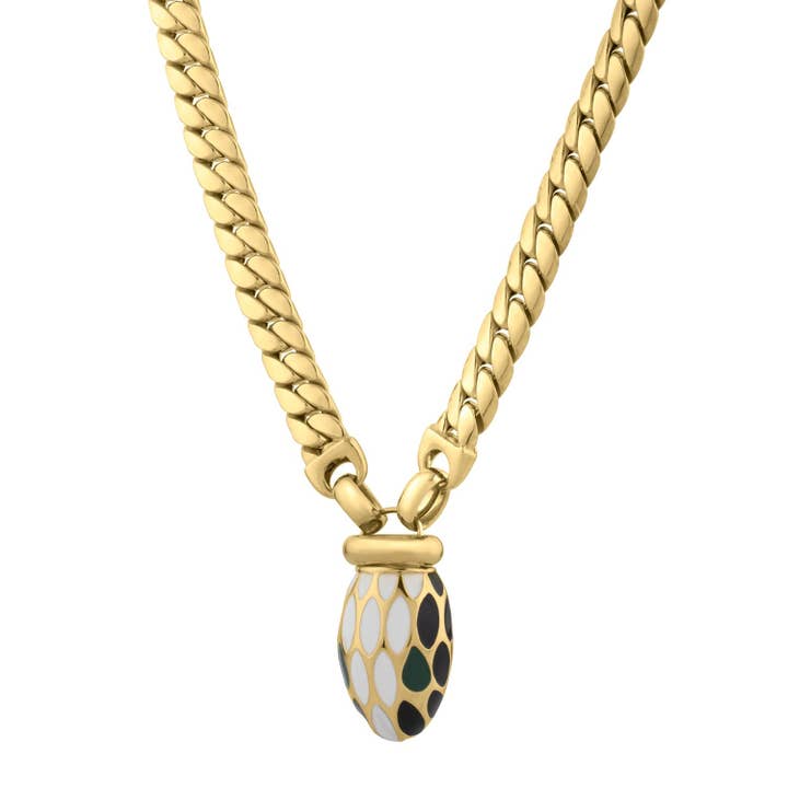 Le Serpent Curb Link Necklace in 14K Yellow Gold for wholesale by RubyAnn Jewelry