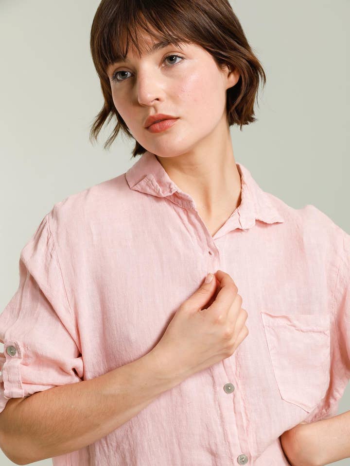 NAÏS PARIS - Wholesale Dress - Women's - Long shirt dress with pockets, 100% linen9