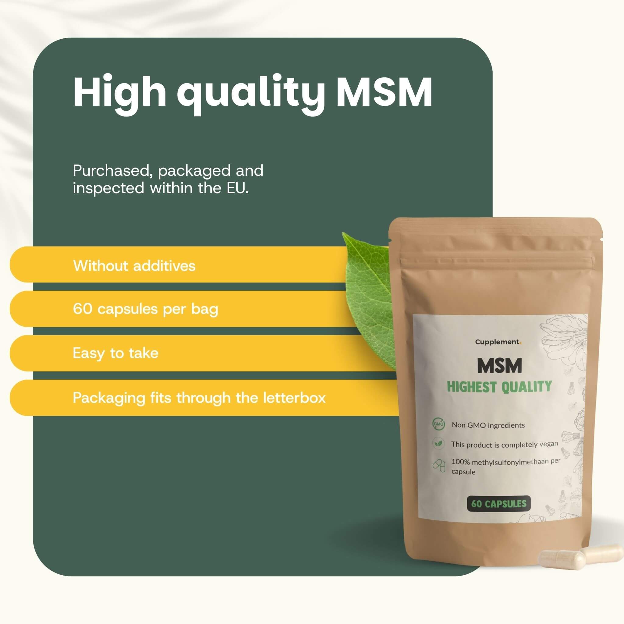 Cupplement b.v. - Wholesale Oral Supplement/Vitamin - MSM Capsules 500 mg -  60 Capsules3