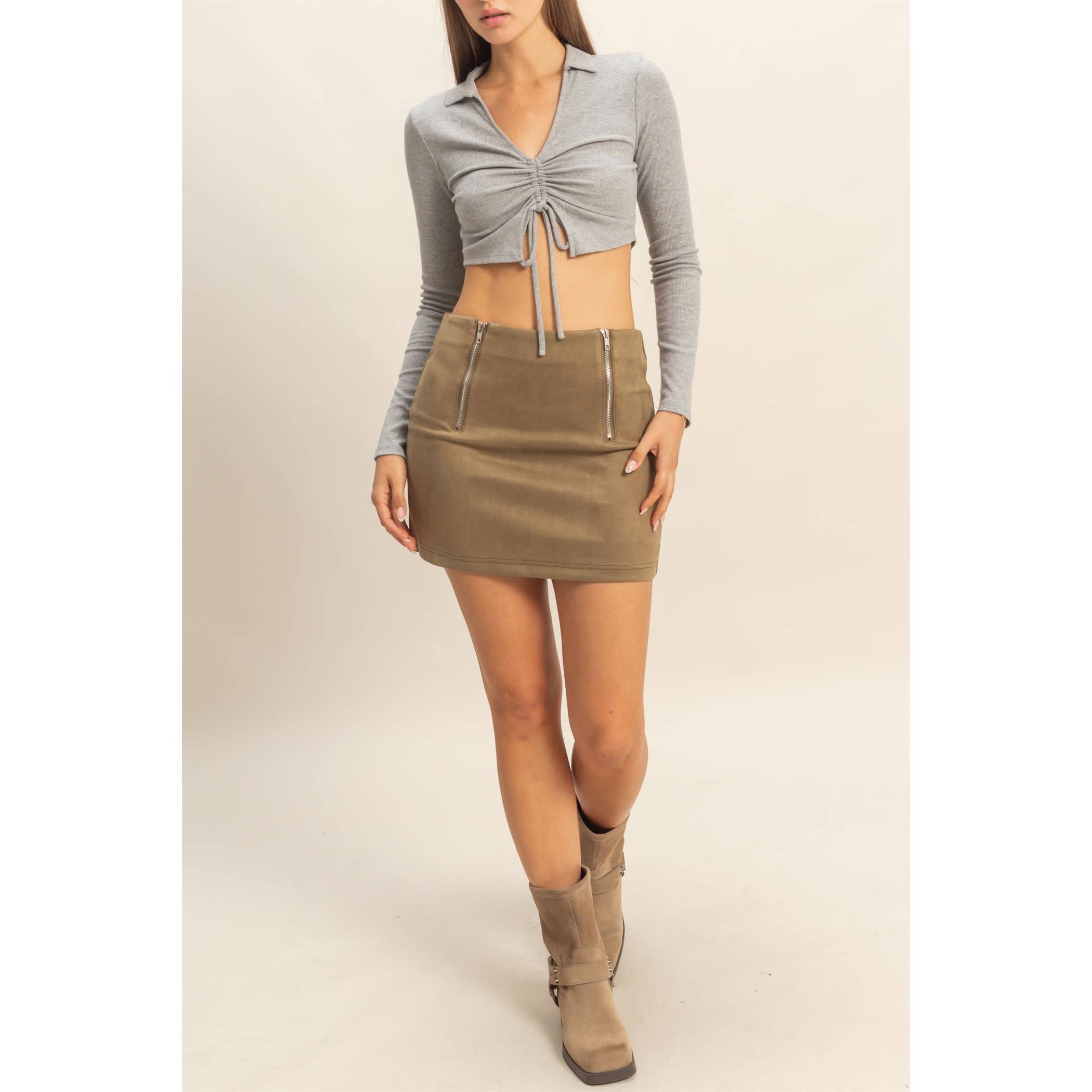 HYFVE - Vendita all'ingrosso Gonna - Donna - Minigonna in camoscio con dettaglio zip5