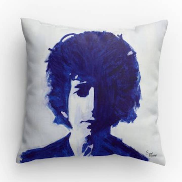 « Bob en bleu » : Oreiller 14x14 pour la vente par Sean Holloran Art