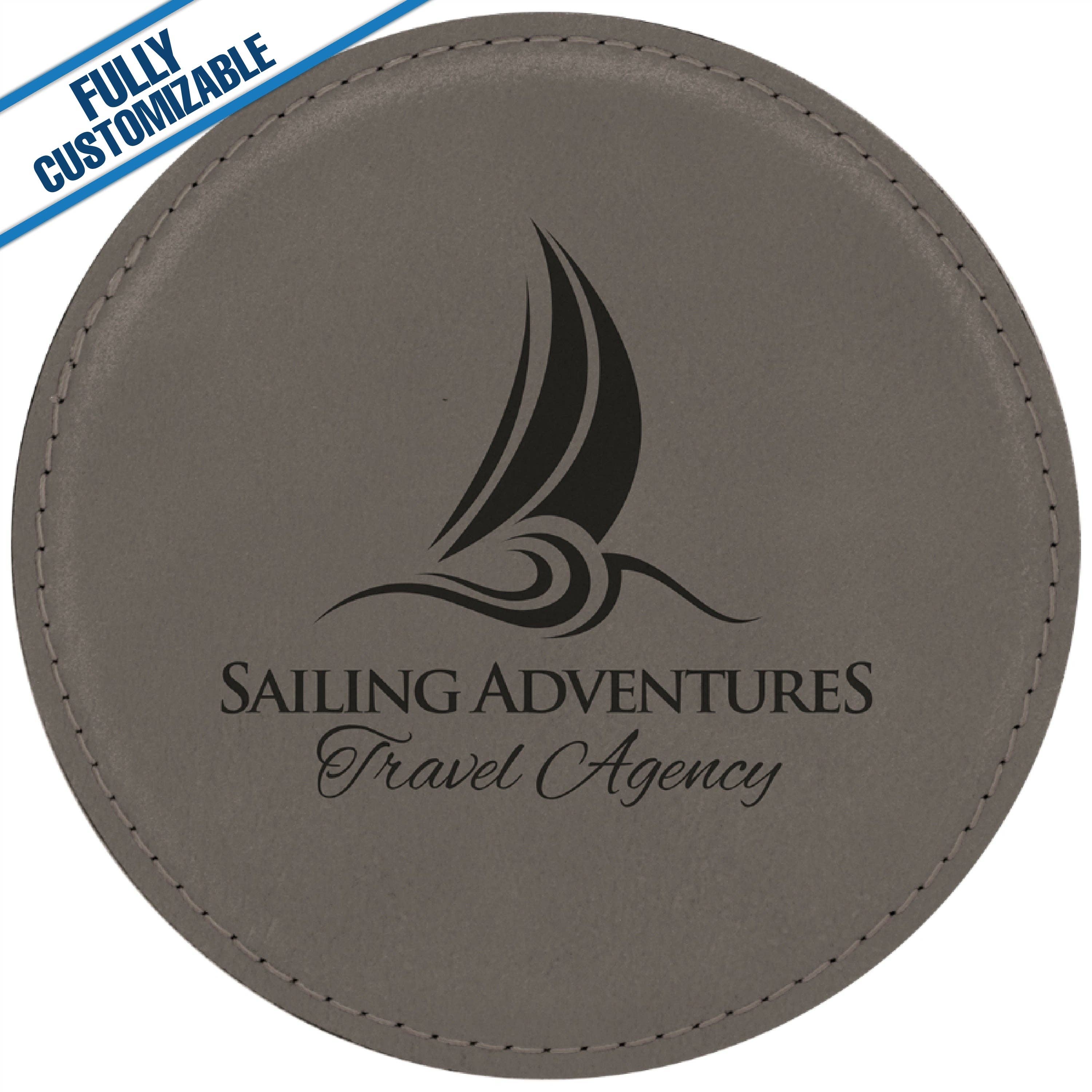 GiftWorksPlus - Wholesale Coasters - Engraved Leatherette Round Coasters - Fully Customizable4