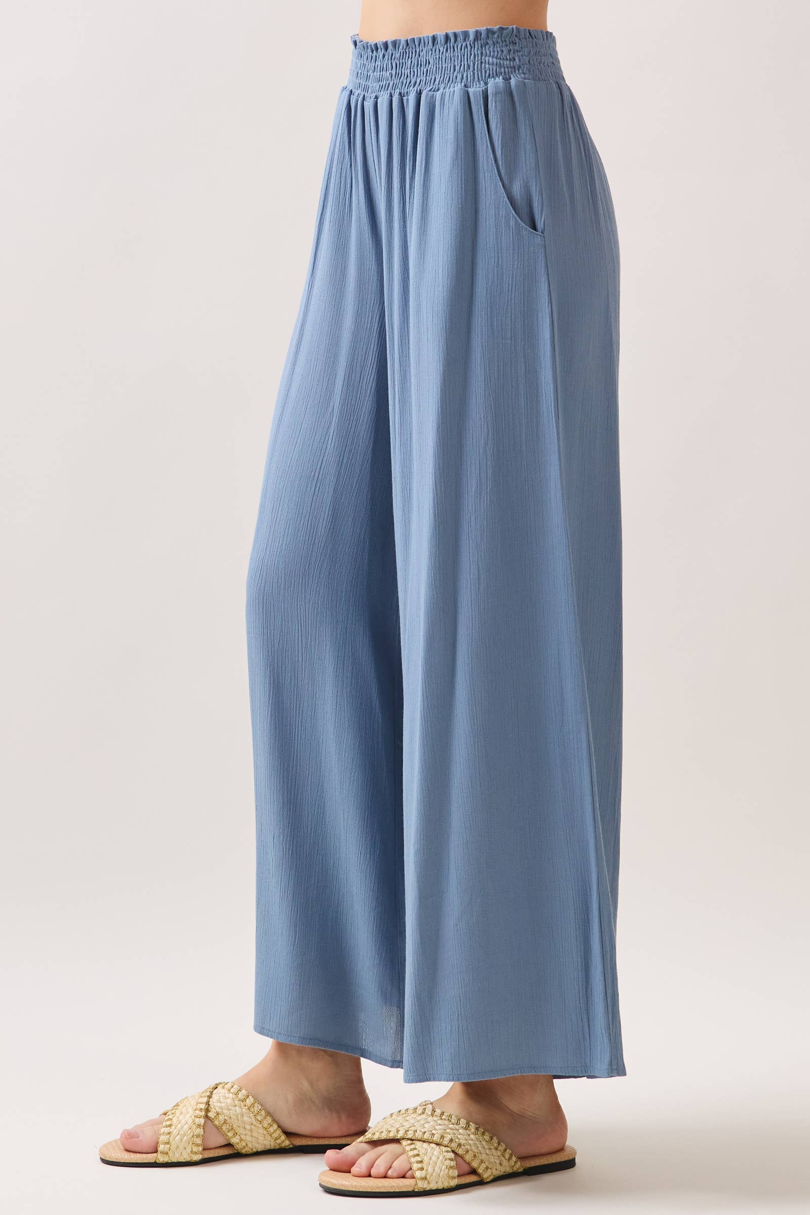 Final Touch - Wholesale Pants - Women's - Waist Smocked Wide Leg Pants - VLP70000335