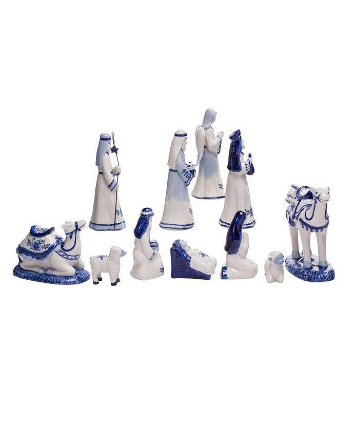 Kurt S. Adler, Inc. - Wholesale Nativity Scene Decor - 1.97-6.7"DELFT BLUE NATIVTY SET 11P3