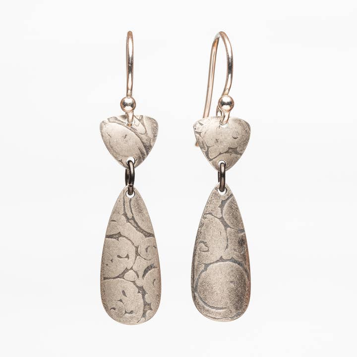 Treescape Textured Sterling Silver Dangle Earrings for wholesale by Kathleen Krucoff