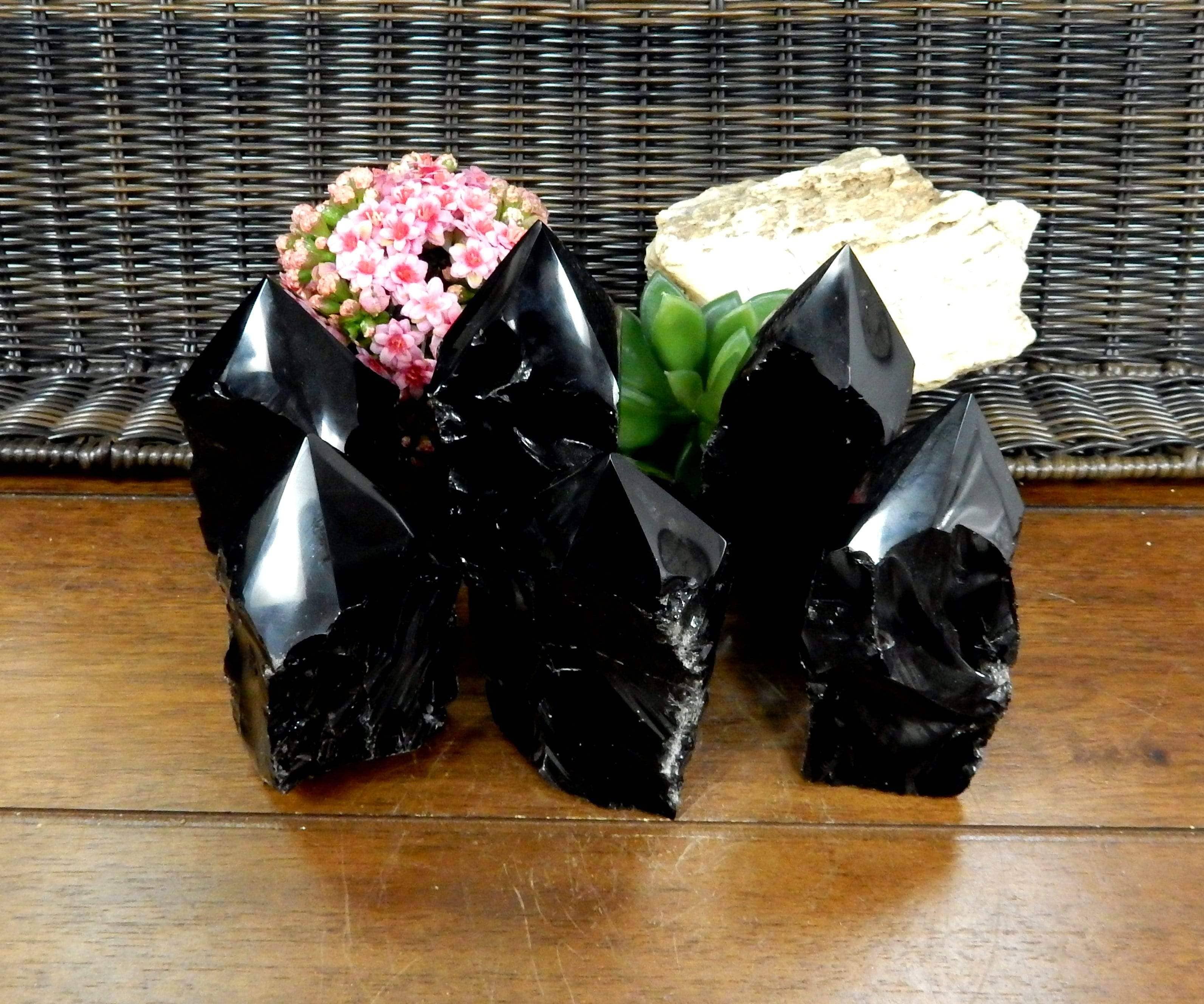 Rock Paradise - Wholesale Spiritual Stone/Crystal - Crystal Black Obsidian Semi Polished Points By Weight12