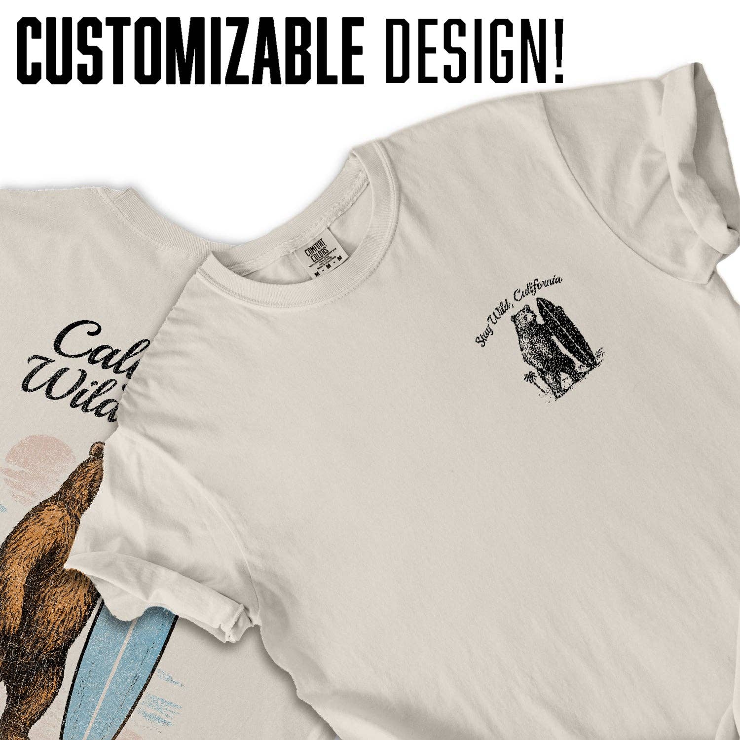 Textile Graphix - Wholesale Screen Printed T-Shirt - Women's - California Wild Surfer T-Shirt, Bear Surfing Tee, Stay Wild California Shirt, Vintage Coastal Adventure Graphic Tee4