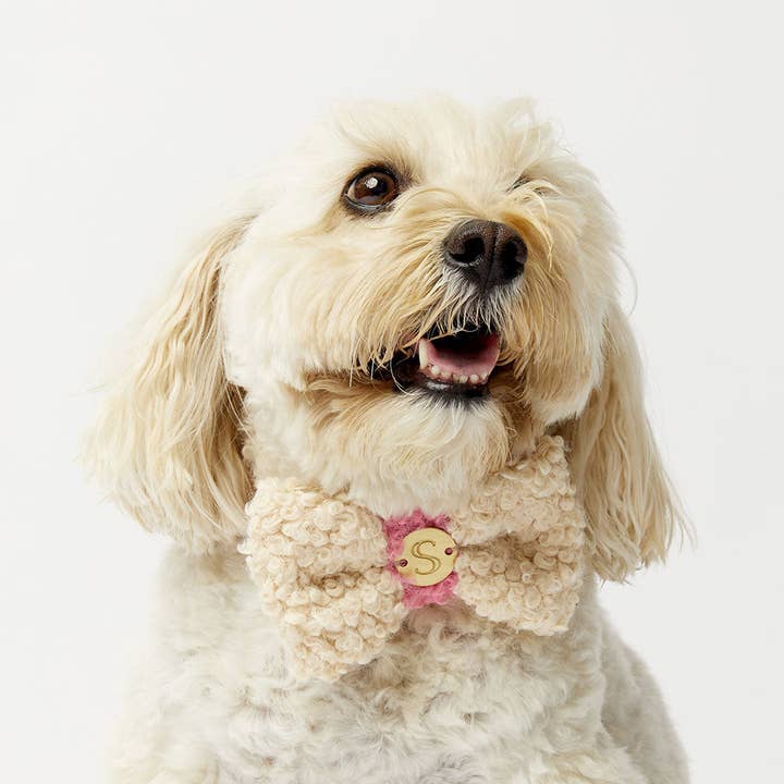 Sebastian Says - Wholesale Vlinderdas - Hond - Vlinderdas met krul - Been/felroze2