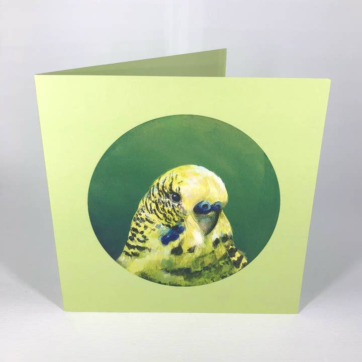 Grönt Budgie Art hälsningskort för wholesale av Diedododa