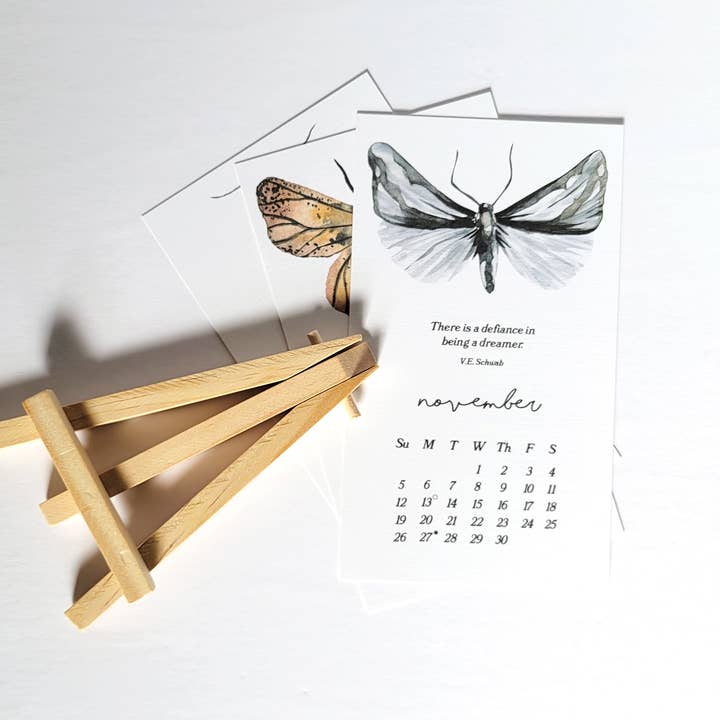 Lucky Dog Design Co. - Wholesale Calendar - Moths & Dreamy Book Quotes 2026 Desk Calendar5