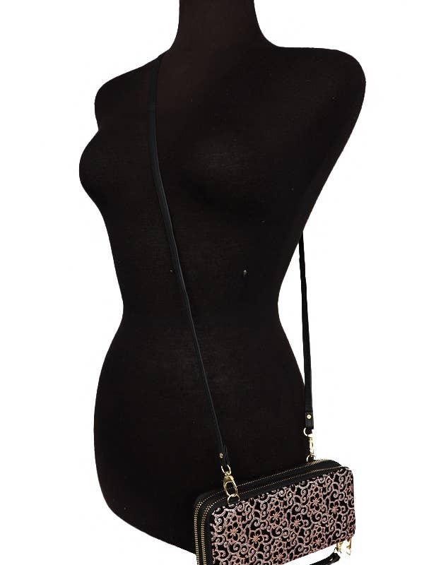 Carteira Continental com Zíper Duplo Estampado PU Floral por atacado de Cap Zone