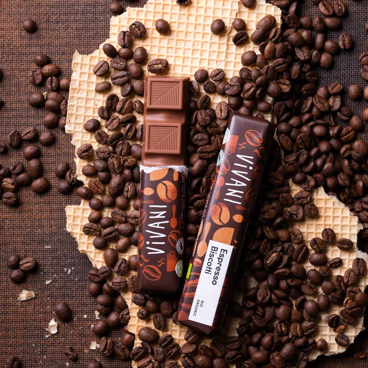 Brand Organic - Wholesale Chocolate bar - Vivani Espresso Biscotti 40g Chocolate Bar Organic1