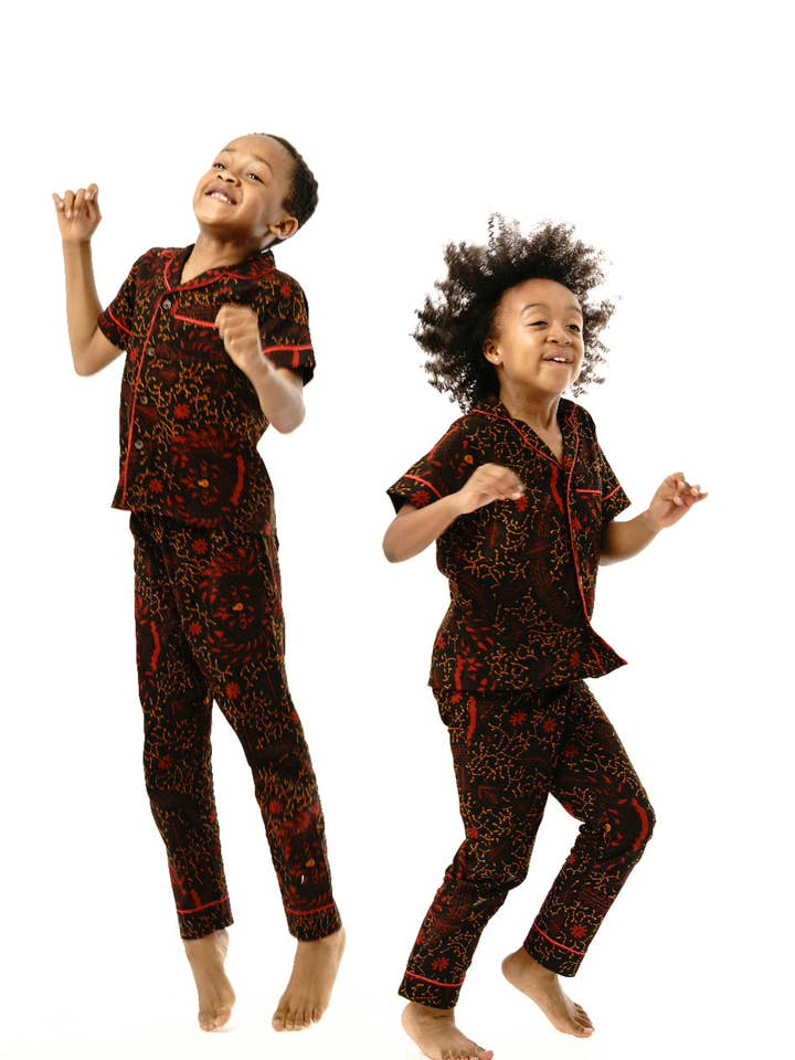 Luxury Kids African Print Pyjamas-Black Rooster for wholesale by Ohema Ohene